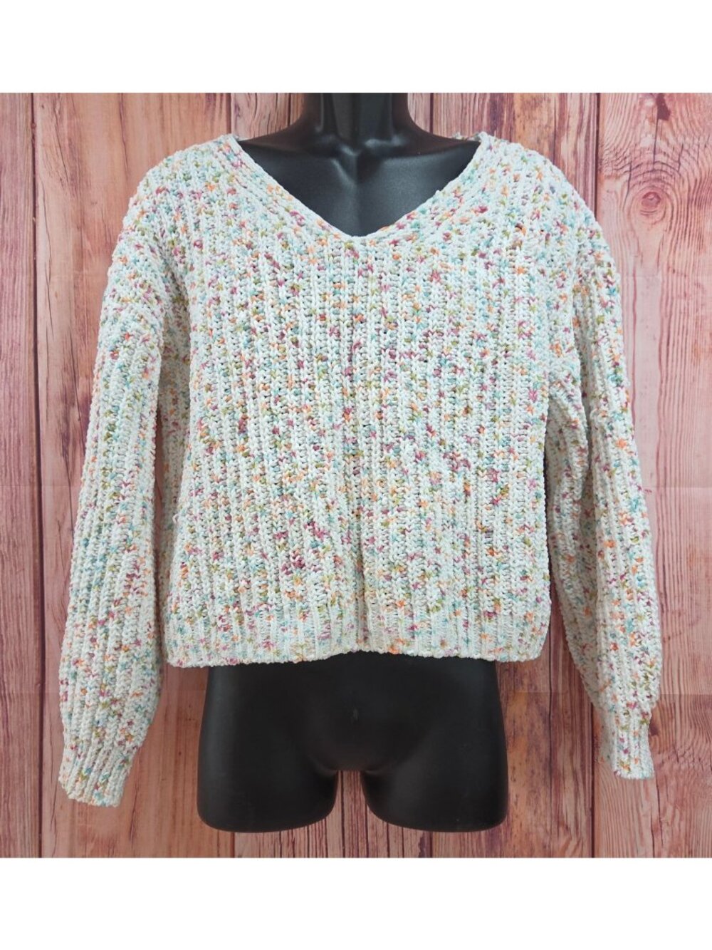 Love Elle Multicolor Speckled Knit Sweater Womens Large